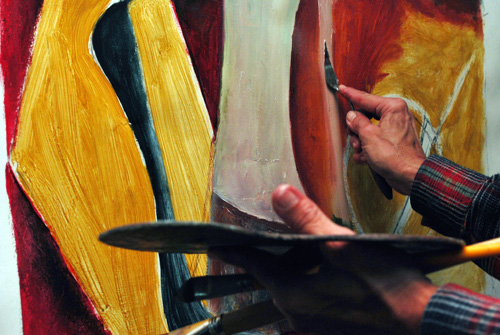 Artista elaborando cuadro