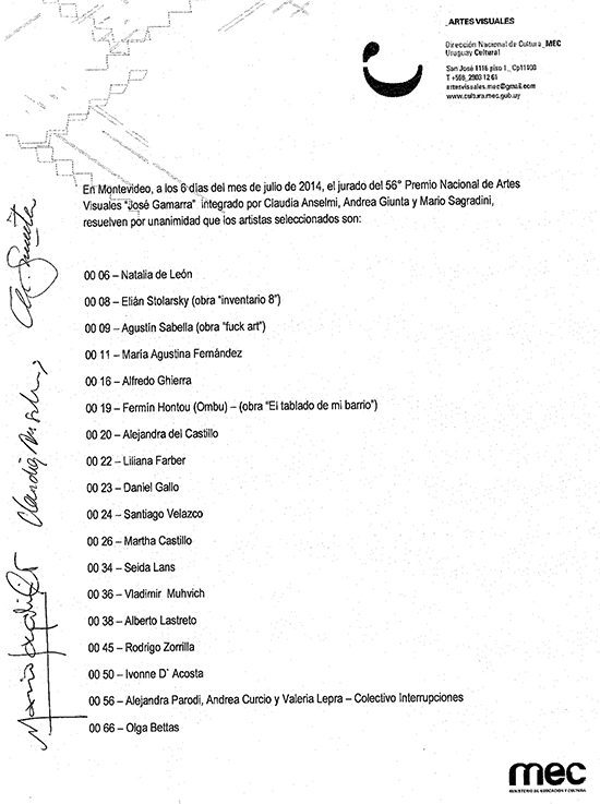 Acta de Premios - hoja 1