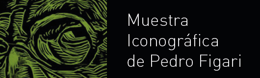 retrato de Figari, verde sobre fondo negro
